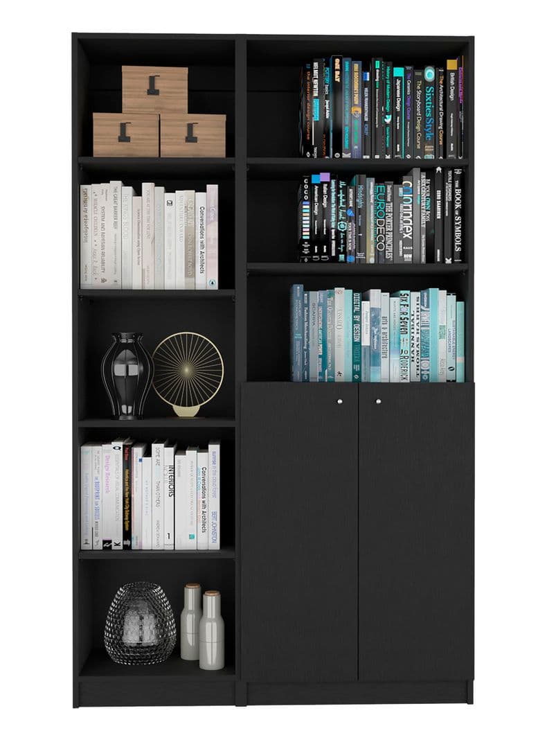 Combo Estante 45 cm + Estante 2 Puertas Negro