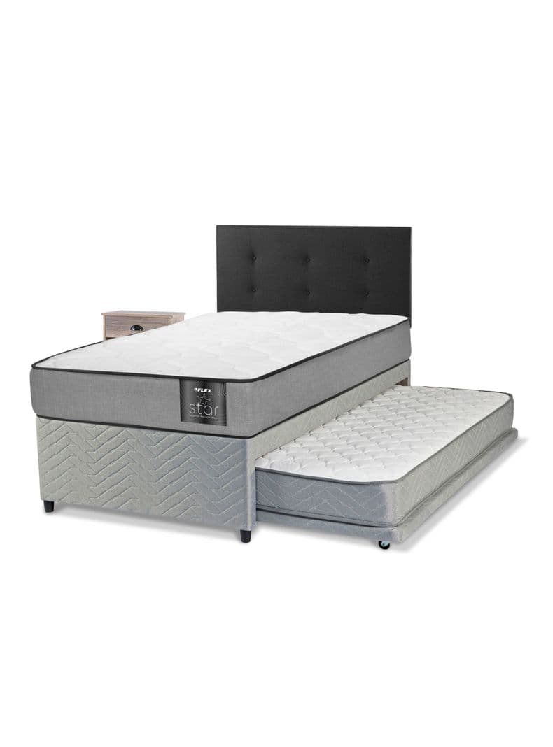 Divan Star 1.5 Plazas + Respaldo Royal Negro + Velador Rock