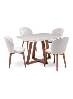 Juego Comedor Bennet + 4 Sillas Alba Natural