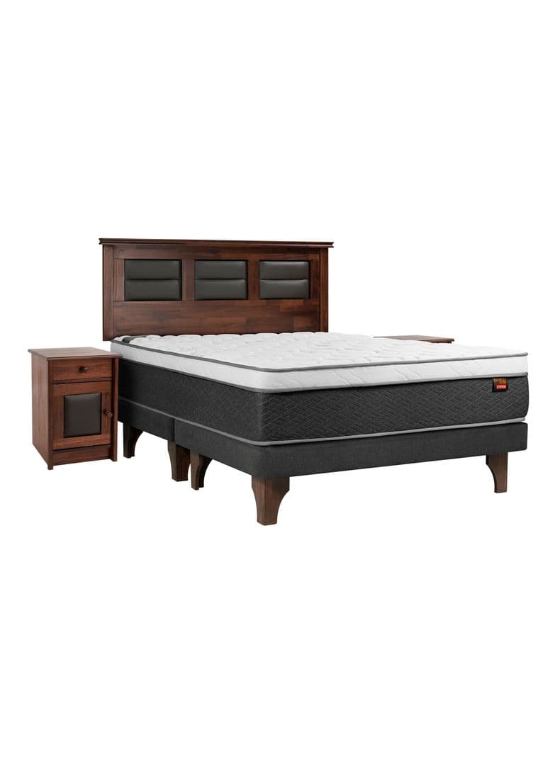 Cama Europea Everest King + Set Muebles Villarreal