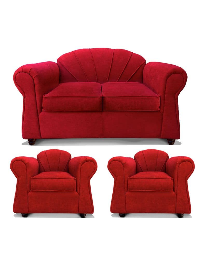 Juego Living Marsella Sofa + 2 Sillones Rojo