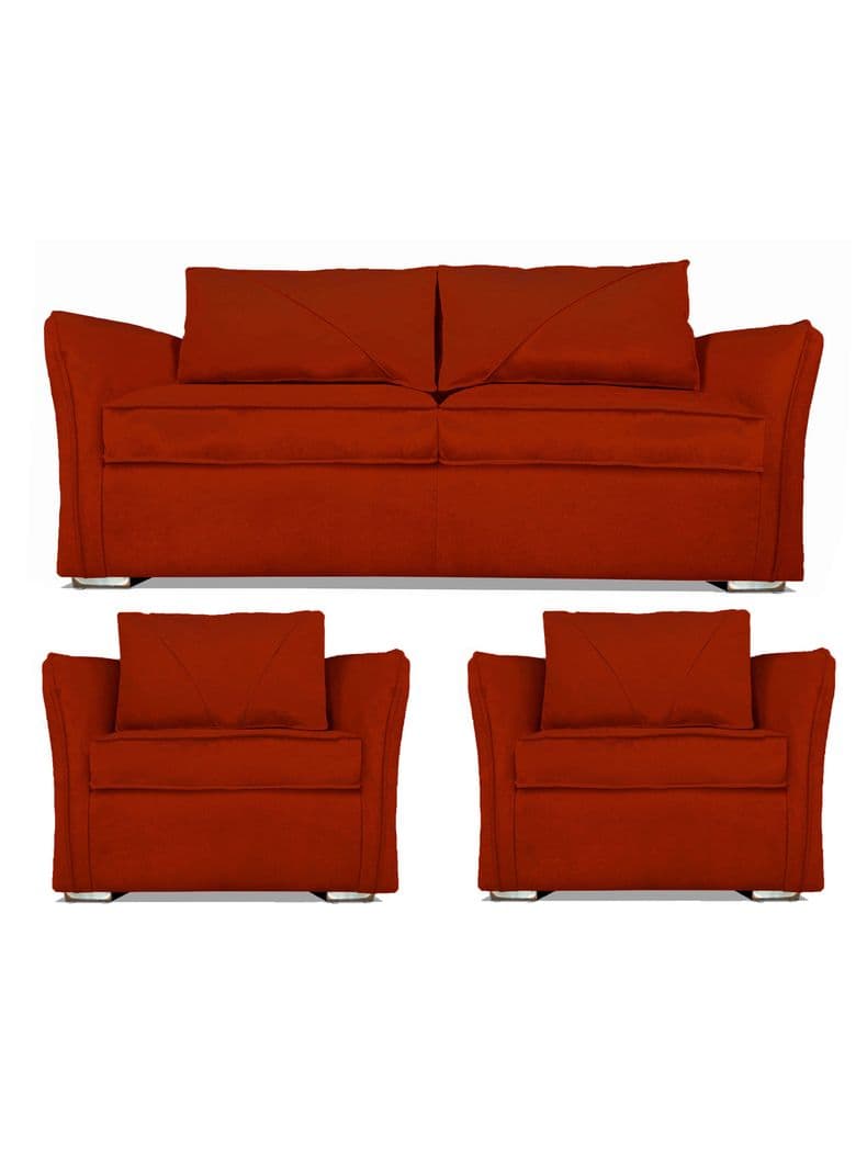 Juego Living Atlanta Sofa 3C + 2 Sillones Rojo