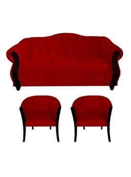 Juego Living Orlando 3C + 2 Sillones Rojo