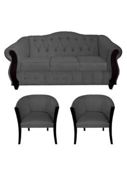 Juego Living Orlando 3C + 2 Sillones Gris