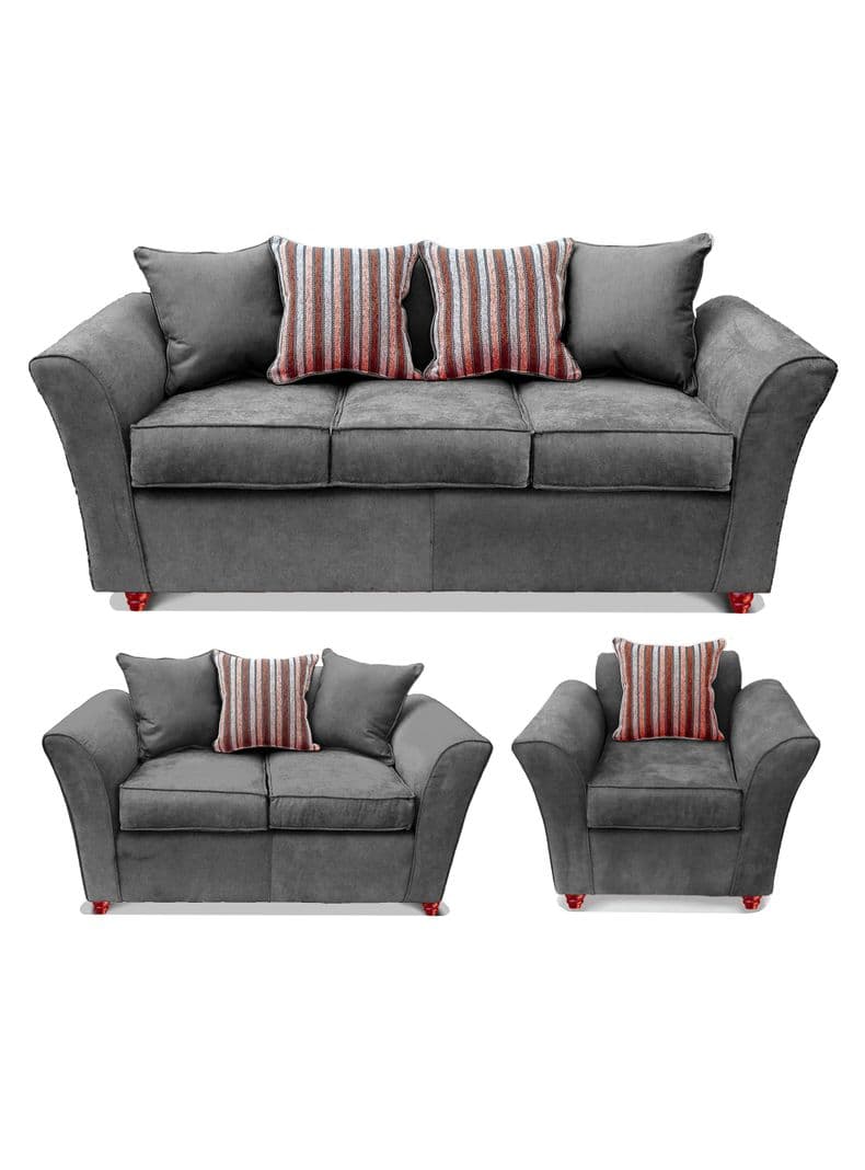 Juego Living Minesota Sofa 3C + Sofa 2C + 1 Sillon Gris