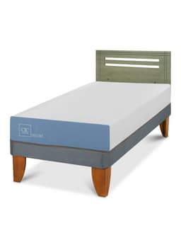 Cama Europea Excellence 1 Plaza + Respaldo Munich Olivo