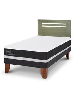 Cama Europea Ortopedic 1.5 Plazas + Respaldo Munich Olivo