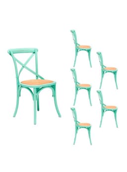 Set de 6 Sillas Retro Verde Agua