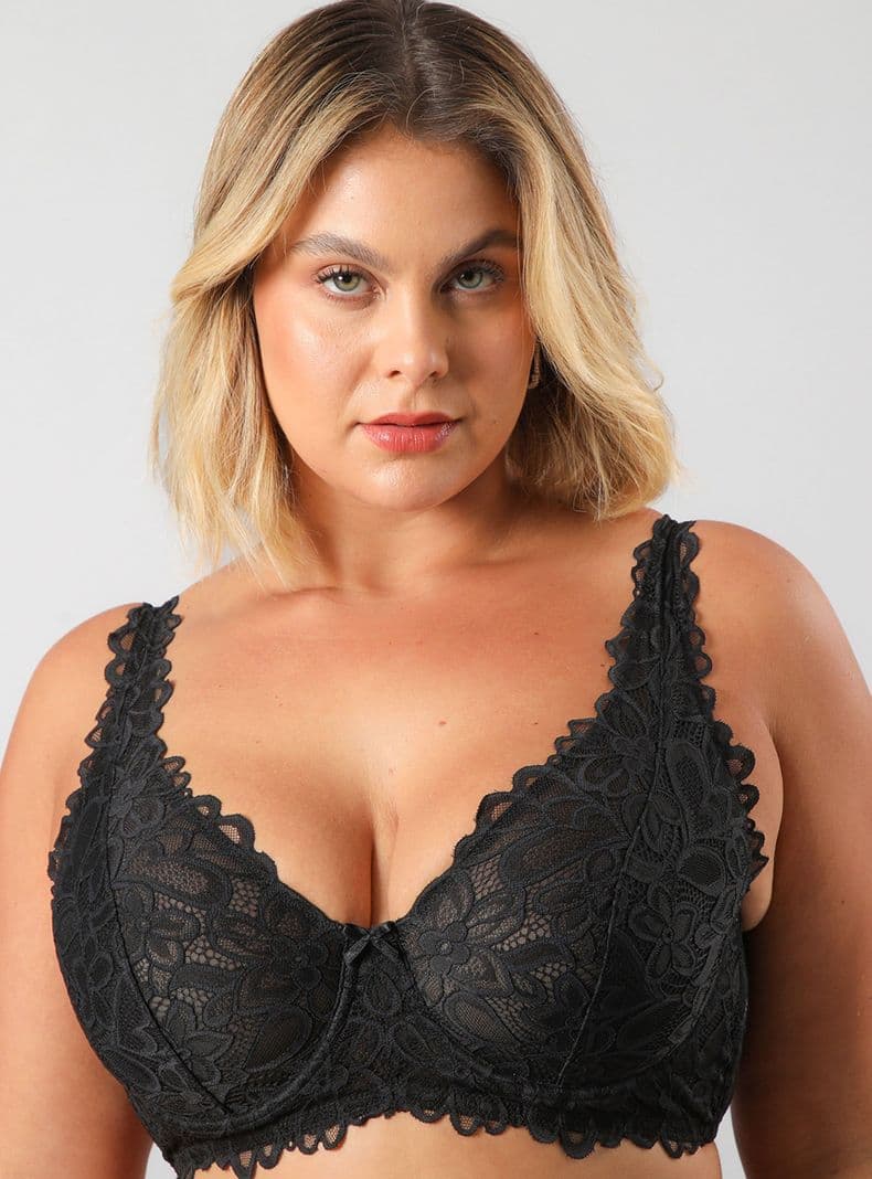 Sosten Bralette Full Encaje Flor Negro 36B