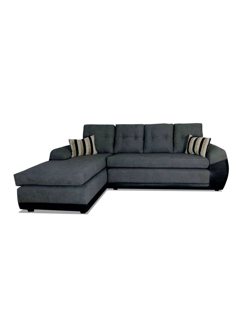 Sofa Seccional Houston Izquierdo Tela PU 5 Cuerpos Gris