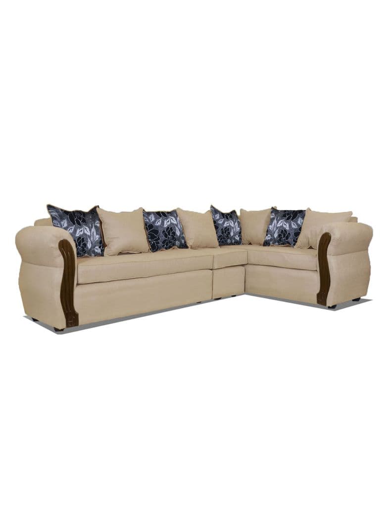 Seccional Girona Tela 7 Cuerpos Beige Claro