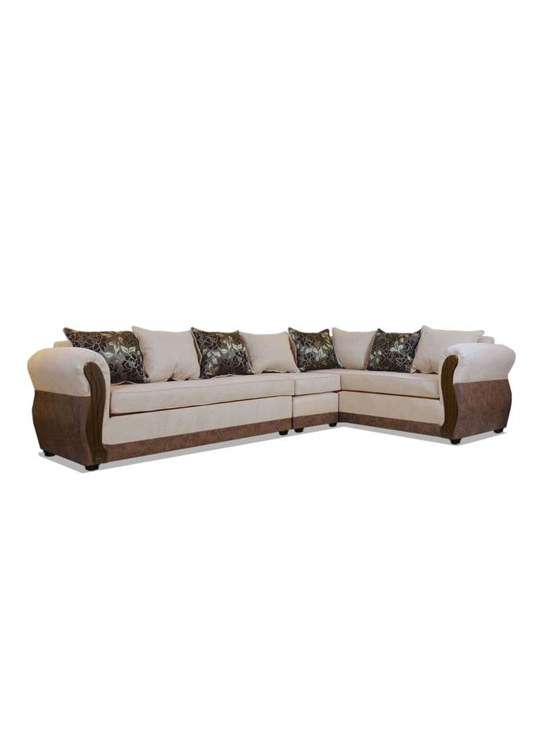 Seccional Girona Tela-PU 7 Cuerpos Beige Claro