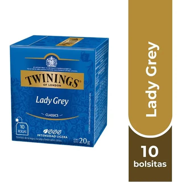 Twinings Te Lady Grey (etiqueta Azul) X 10 Bolsitas