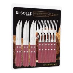 Set 12 Cubiertos Sollewood Acero Inox Madera Natural Resina