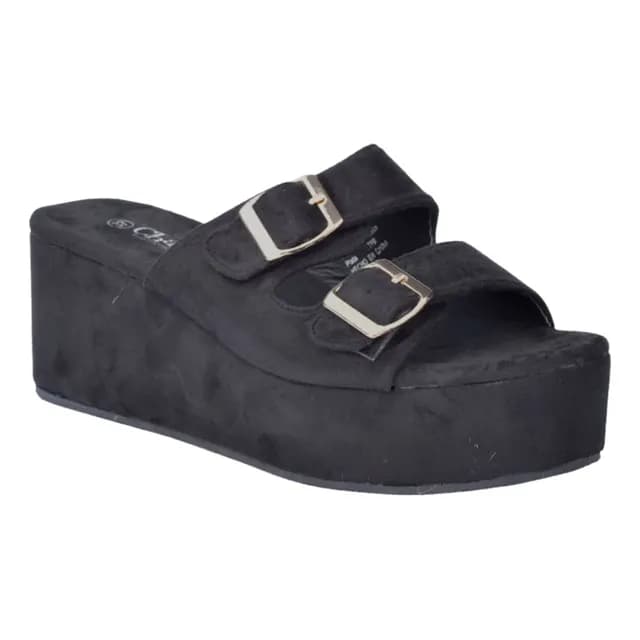 Sandalia Chalada Mujer Clona-20 Negro Plataforma