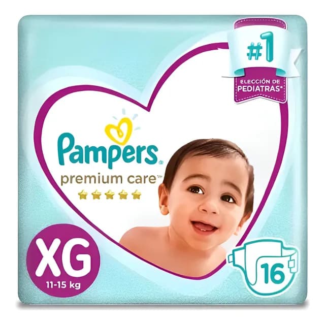 Pampers Panales Bebe Premium Care Xg 16 Unid