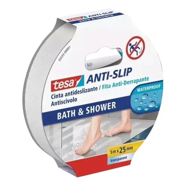 Cinta Antideslizante Bano/tina Transparente 5mt X 25mm Tesa