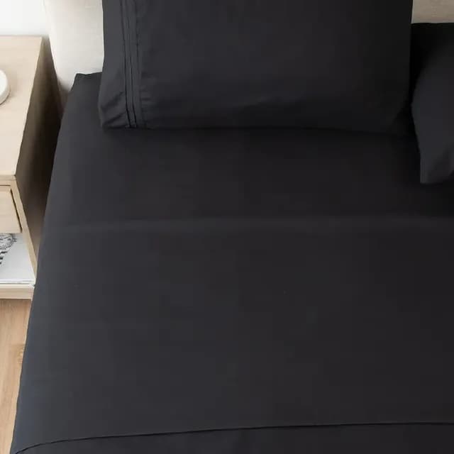 Sabana 1800 Hotel Ultra Suave + Funda Bordada 1.5 Plazas Color Negro