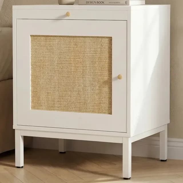 Velador Con Puerta Diseno Tejido Norte Americano 48*40*57cm Acabado Mate Color Blanco