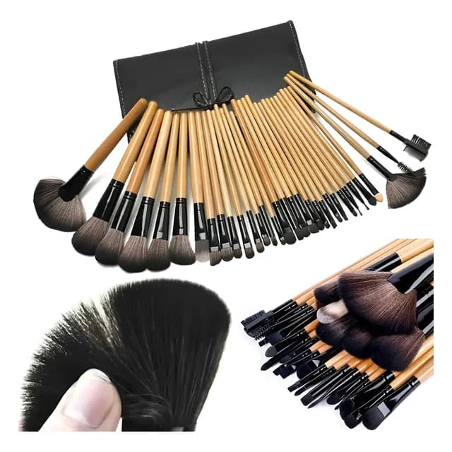 Set 32 Pinceles Y Brochas Maquillaje + Bolso Organizador