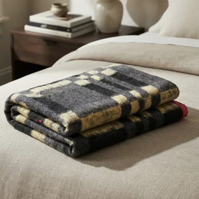 Frazada Economica Cuadrille 150x200 Cm - Gris - Amarillo