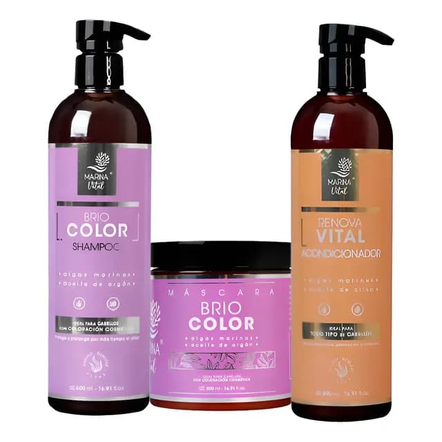 Shampoo Y Mascara Briocolor + Acondicionador Marina Vital