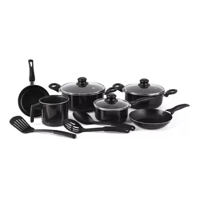 Bateria Cocina 12 Piezas Begonia Teflon Antiadherente Plata