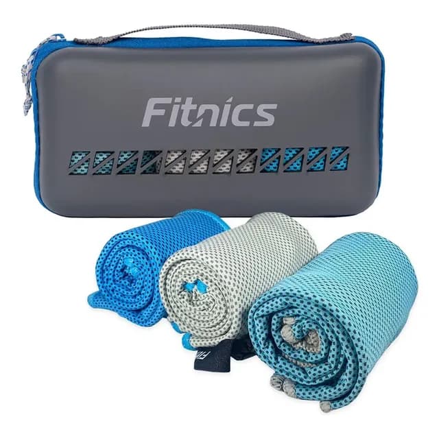Toalla de Viaje Microfibra Set De 3 Fitnics 100x30 Ejercicio +estuche Color Azul/gris