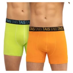 Pack Boxer Cotton Spandex Colores Naranjo/verde Limon