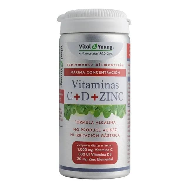 Vitamina C + D + Zinc 60 Capsulas Vital & Young