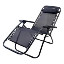 Silla Reposera Plegable Portatil Color Negra Color Negro