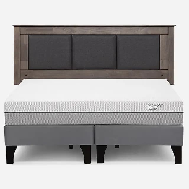 Cama Europea Pratta 2 Plazas Bd Pata Madera+ Respaldo Rachel
