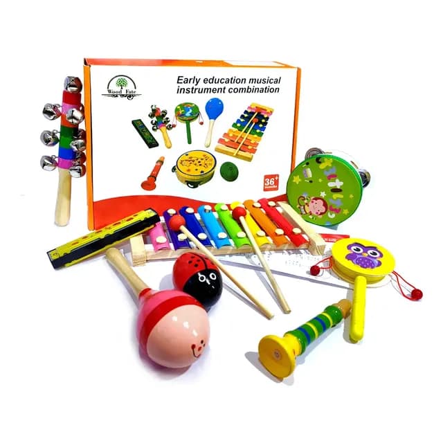 Set 8 Instrumento Musicales Montessori Madera Para Ninos