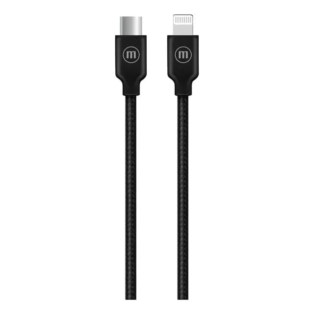 Cable Trenzado Tipo Usb c A Lightning Maxell 2 Metros Carga Rapida Negro Compatible con Iphone