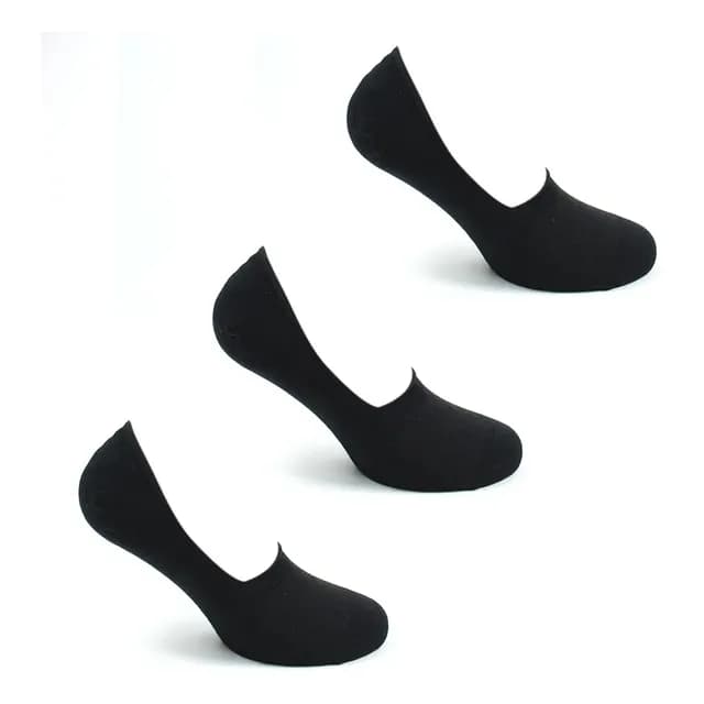 3 Pares Calcetines Algodon Invisible Negro