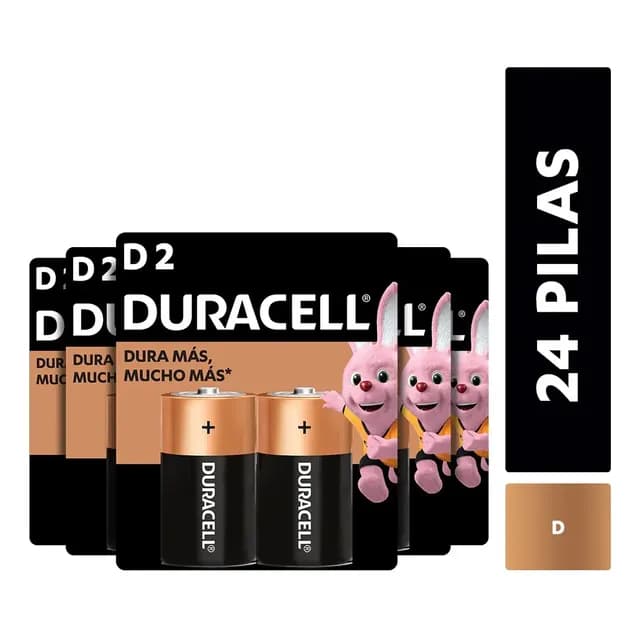Pack 24 Pilas Alcalina Duracell Tamano D