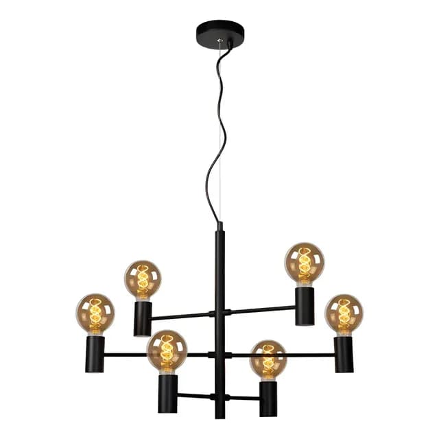 Lampara Colgante Leanne Negro 6xe27