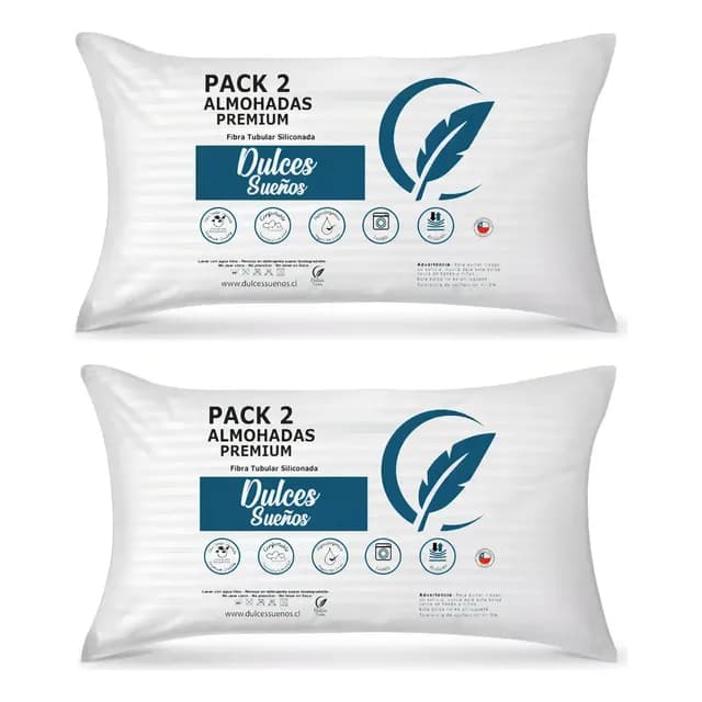 Pack 4 Almohadas Dulces Suenos Estandar King 50x90cm Premium Color Blanco