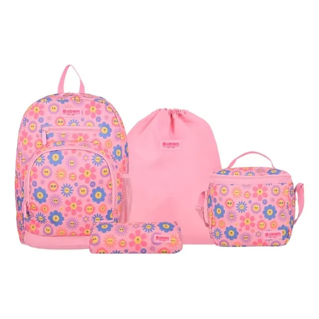 Multipack 6xt Mochila Nina Xtrem Flores Rosado Rosado