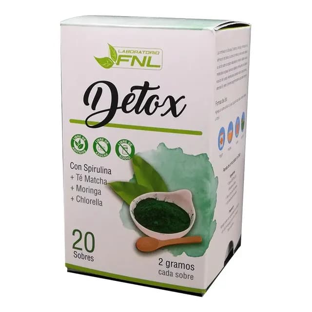 Suplemento Nutricional FNL Detox con Te Matcha, Moringa y Chlorella en Polvo