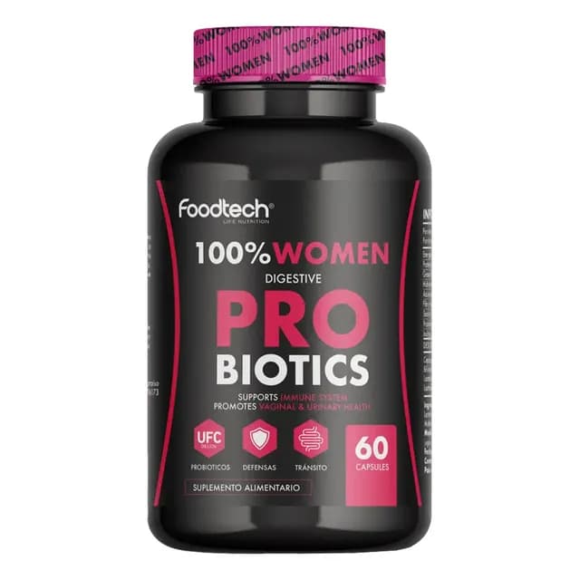 100% Women Digestive Probiotics 60 Caps - Foodtech Sabor Sin sabor