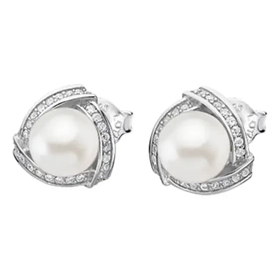Aros Lp1928-4/1 Lotus Silver Mujer Pearls