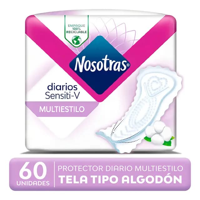 Protectores Diarios Nosotras Sensitiv Multiestilo Corto 60 U