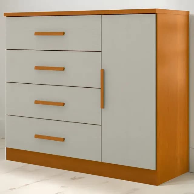 Cajonera Zapatera Genova 4 Cajones + Puerta - Kidscool Color Arena Caramelo