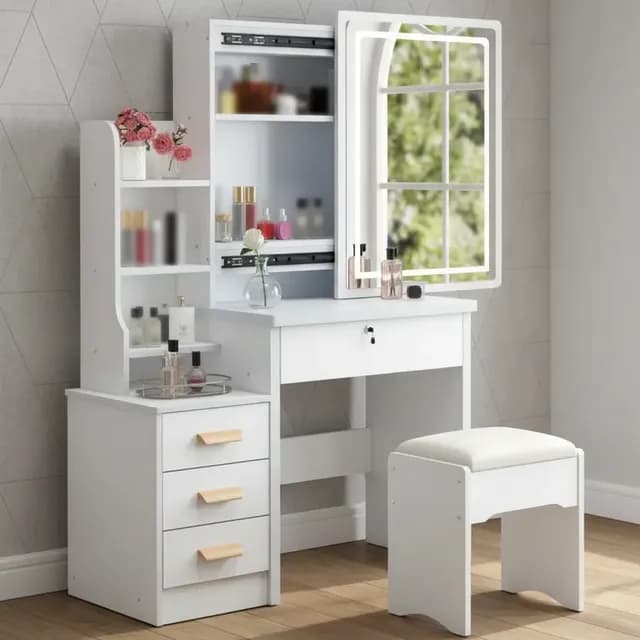 Tocador Moderno 80*40*130cm Con Luces Blanco Chic Home