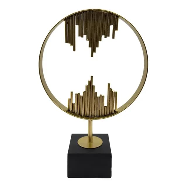 Totem Decorativo Circunferencia Dorado Con Soporte