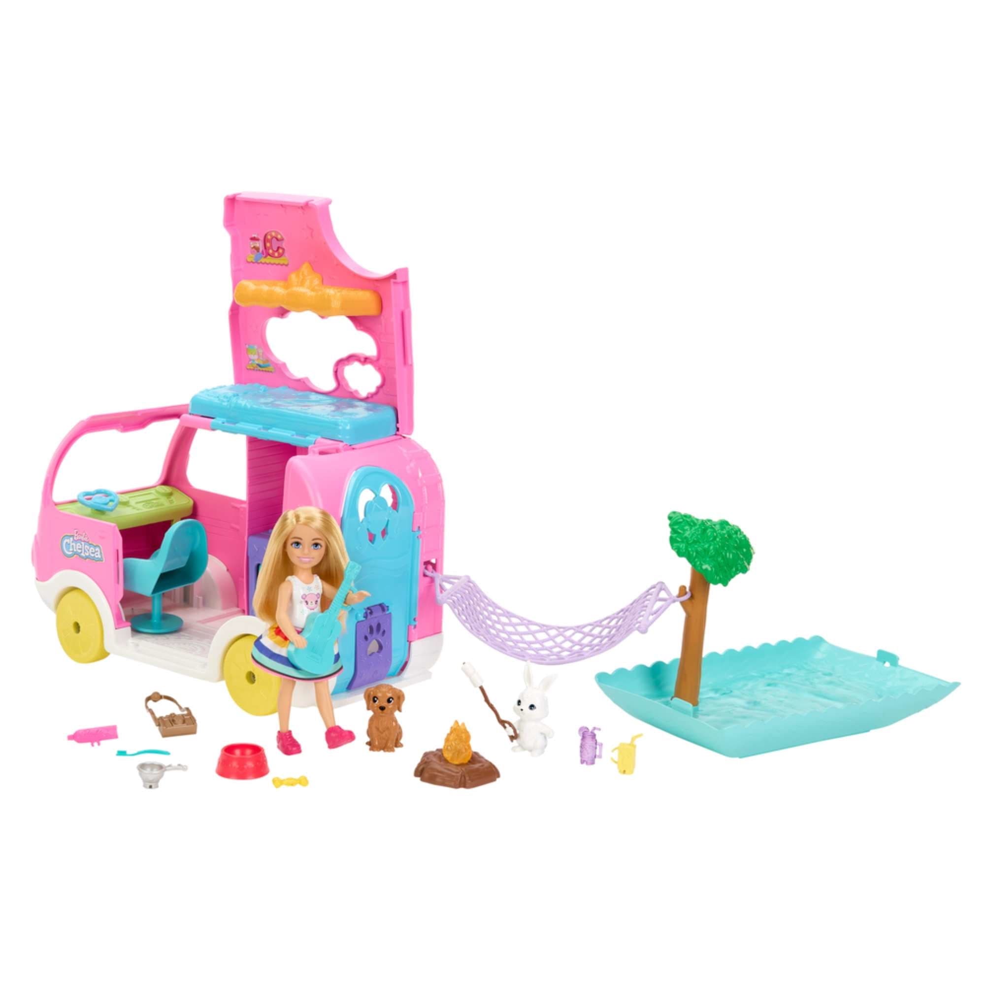 Vehiculo Barbie Chelsea Camper Vehiculo de Aventura con Accesorios 3+