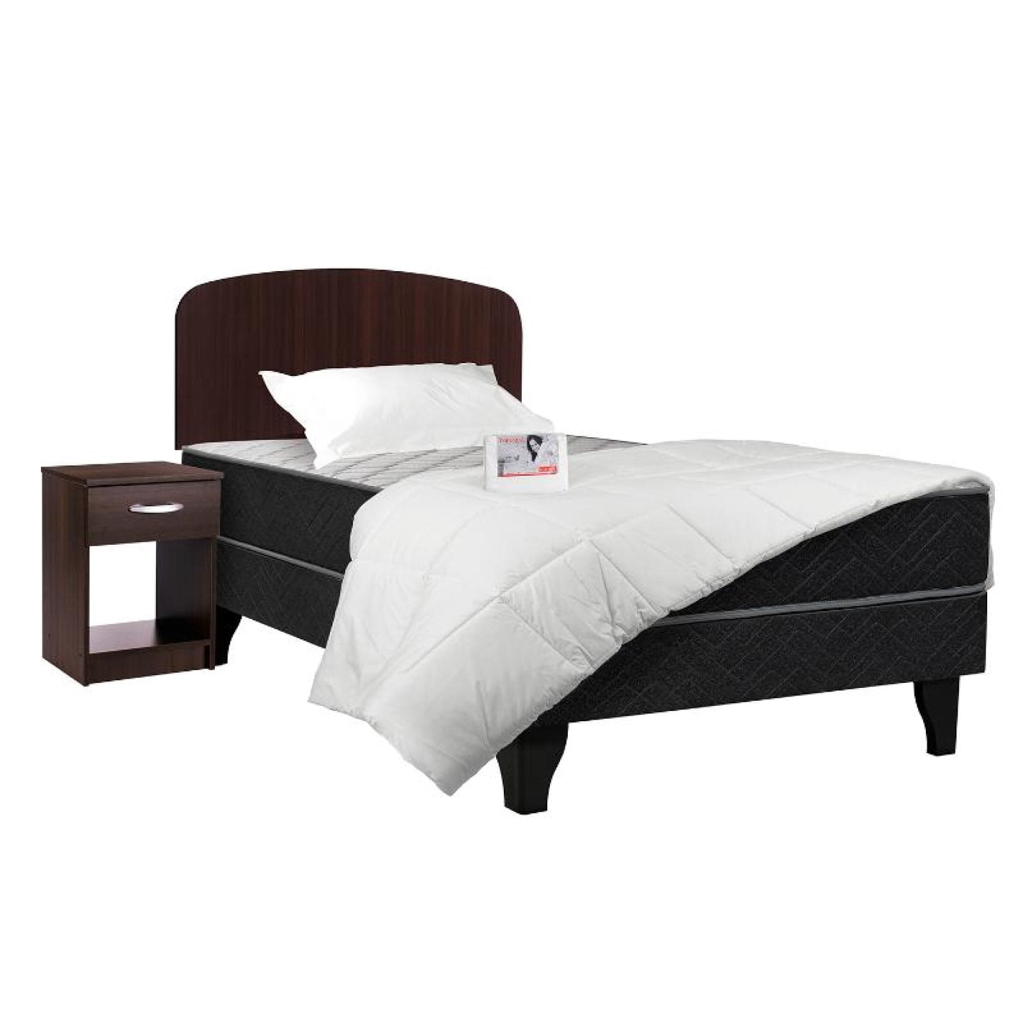 Cama Europea Apolo Black 1 Plaza Base Normal