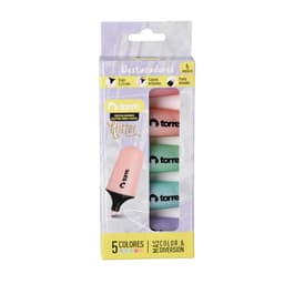 Destacadores glitter mini 5 colores pastel