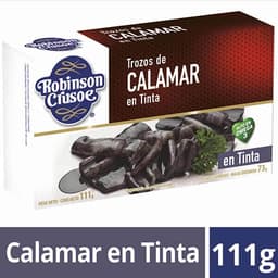 Calamar en Trozo En Tinta Lata, Drenado 73 g - Neto 111 g